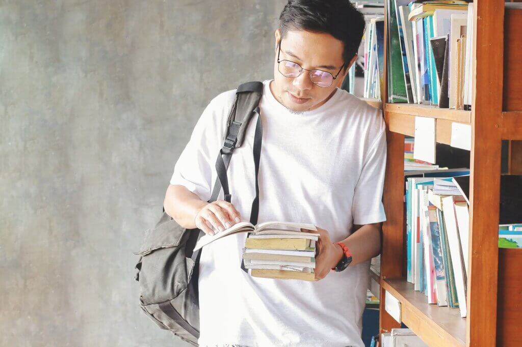 Student in Library